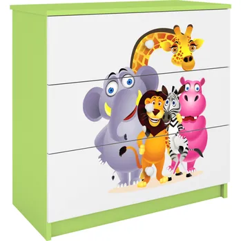 Komoda Komoda Babydreams 80 cm ZOO zelená