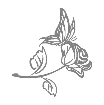 Samolepící dekorace SAMOLEPKA Květina dekor 030 pravá růže s motýlkem (17 - šedá) NA AUTO, NÁLEPKA, FÓLIE, POLEP, TUNING, VLASTNÍ TEXT, TISK, AUTOSAMOLEPKY.cz, POLEPY, OBRÁZEK, LOGO, SAMOLEPKY