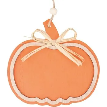 Dřevěná dýně na zavěšení oranžová 12 cm