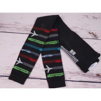 České legíny kamaše punčocháče bez ťapek TREPON CESTOVATEL černé s dopravními prostředky velikost oblečení - děti: 134/146