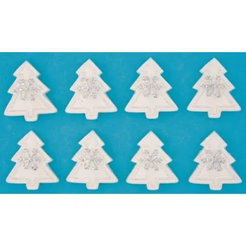 Stromek bílý s lepíkem 3 cm, akryl, 8 ks