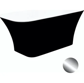 Vana Besco Volně stojící vana z litého mramoru Assos BW 160x70 Barva: Bílá/černá, Rozměry (cm): 160x70, Typ a barva výpustě: Click-Clack s horním čištěním, chrom