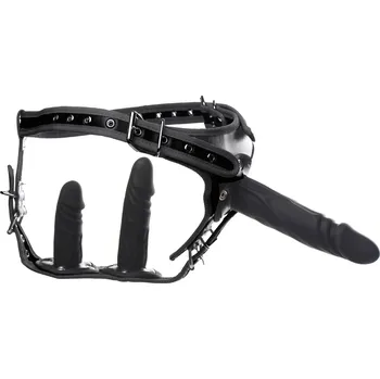 Připínací penis Strict Double Penetration Strap On Harness Black