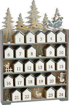 Vánoční dekorace Dřevěný adventní kalendář domečky 27 x 41 x 5 cm