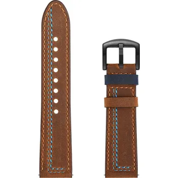 Kožený Barevný Pásek Na Hodinky 22 Mm Barva: Hnědá - Modrá