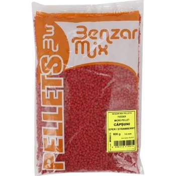 Návnadová surovina BENZAR MIX - Mikro pelety Feeder 3,5 mm 800 g Jahoda