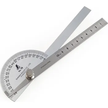 Úhloměr Nerezový úhloměr SHINWA s pravítkem