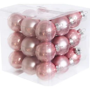 Vánoční dekorace Koule sklo 2,5cm/27ks růžová
