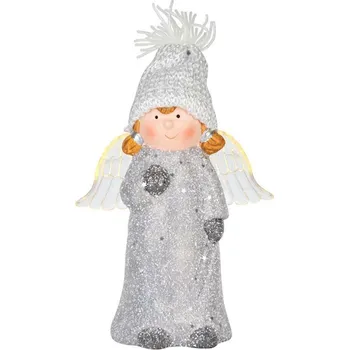 Vánoční dekorace Postavička MagicHome Vianoce, Anjelik s priesvitnými krídlami, LED, terakota, 10,5x6,5x14 cm