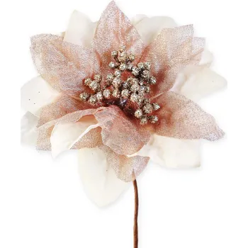 umělá květina Poinsettia zápich textil 18cm krémová (786781)