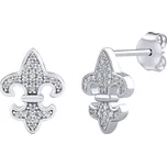 Stříbrné náušnice Henriette s Brilliance Zirconia skautská lilie DCC1608119E
