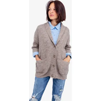Dámský svetr Vero Moda dámský oversized propínací svetr Angalina šedobéžový Velikost: S