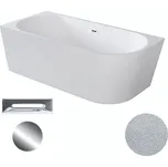 Besco Akrylátová volně stojící rohová vana Zoya Glam S 150x75 (170x80) bílá/stříbrná Rozměry (cm): 150x75, Typ a barva výpustě: Click-Clack s přepadem, chrom, Orientace: Levá