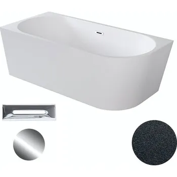 Vana Besco Akrylátová volně stojící rohová vana Zoya Glam G 150x75 (170x80) bílá/grafit Rozměry (cm): 170x80, Typ a barva výpustě: Click-Clack s přepadem, chrom, Orientace: Levá