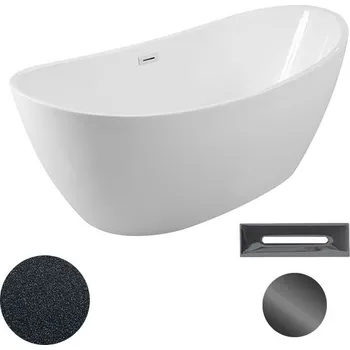 Vana Besco Akrylátová volně stojící vana Ayla Glam G 170x80 Barva: Bílá/grafit, Rozměry (cm): 170x80, Typ a barva výpustě: Click-Clack s přepadem, grafit