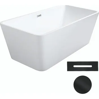 Vana Besco Akrylátová volně stojící vana Evita 160x80 Barva: Bílá, Rozměry (cm): 160x80, Typ a barva výpustě: Click-Clack s přepadem, černá