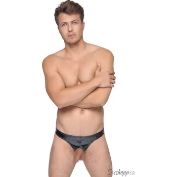 Pánské erotické prádlo Lakované slipy s otvorem pro penis a varlata, L