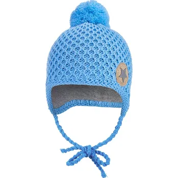 Čepice Little Angel Čepice pletená zavazovací drobný vzor bambule Outlast® - sv.modrá Velikost čepic: 2 | 39-41 cm