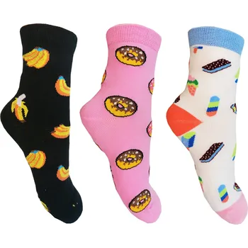 Dívčí ponožky Aura.Via - GNZ8066, bílá/ růžová/ černá Barva: Mix barev, Velikost: 28-31