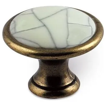Nábytkové kování Interex design Úchytka knopka GARDE / Staromosaz - prasklý porcelán