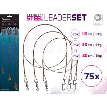 DELPHIN Set ocel. lanek BOMB! S obr. a karab. / 7 vláken Velikost: 75x /35cm/9,12,15kg