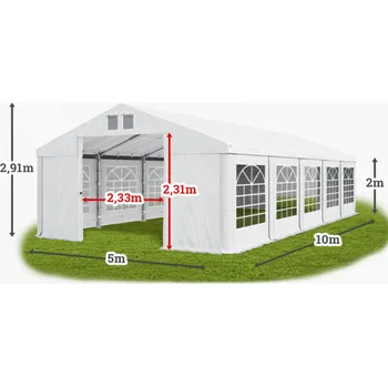 Zahradní stan Párty stan 5x10x2m střecha PE 240g/m2 boky PE 240g/m2 konstrukce LÉTO Bílá Bílá Bílá