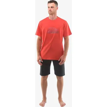 Pánské pyžamo GINA pánské pyžamo krátké pánské, šité, s potiskem Pyžama 2022 79128P červená černá M