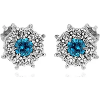 Šperk Zlatnictví U Kostela Stříbrné náušnice bílo - modré kytičky 572bm 669735377