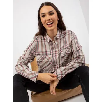 Dámská košile Dámská košile z viskózy kostkovaná AZARIA světle béžová