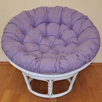 Papasan Nábytek PEGAS Ratanový papasan 100 cm bílý, polstr fialový melír