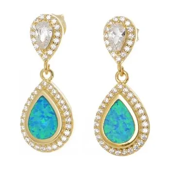 Náušnice Stříbrné visací naušnice s modrými opály STNAU1292F + dárek zdarma