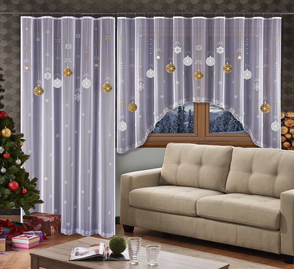 Hotová záclona Vánoční ozdoby-230x130