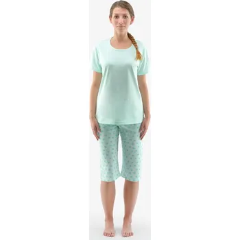 Dámské pyžamo GINA dámské pyžamo ¾ dámské, 3/4 kalhoty, šité, s potiskem Pyžama 2022 19140P aqua akvamarín XL