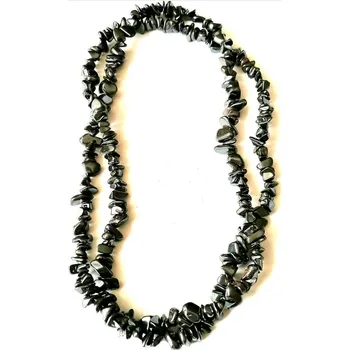 Náhrdelník Hematit náhrdelník sekaný, dlouhý cca 85 cm