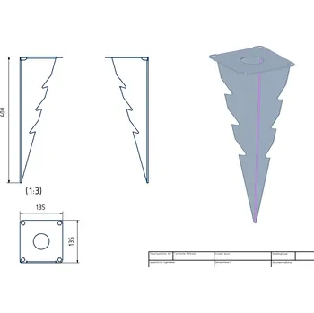 Venkovní osvětlení Kotva do měkkého povrchu pro svítidla venkovní MALIBU /E27/ (čtvercový tvar 135x135cm, délka kotvy 400mm)