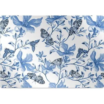 Podložka pod nábytek Podložka pod kolečkovou židli modré květy