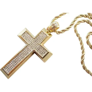 Přívěsek Blingstar A1206 Přívěsek BIG CROSS Diamond GOLD - Kříž - zirkony