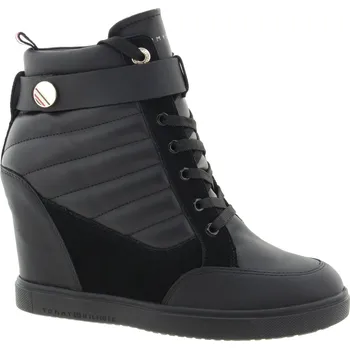 Dámské kozačky TOMMY HILFIGER Dámský černý kožený kotník na klínku FW0FW06752-BDS-265 Velikost 40