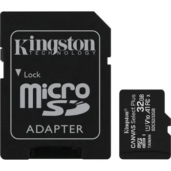 Paměťová karta Kingston microSDHC 32GB UHS-I U1 + adaptér SDC10G2/32GB