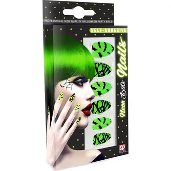 Karnevalový doplněk Widmann Umělé nehty s pavučinou zelené/černé