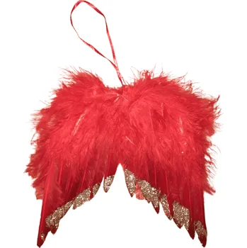 Vánoční ozdoba Červená andělská křídla s třpytkami