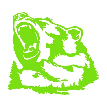 Samolepící dekorace Krajina hory 032 levá les s medvědem (04 - zelená kawasaki) SAMOLEPKA NA AUTO, NÁLEPKA, FÓLIE, POLEP, TUNING, VLASTNÍ TEXT, TISK, AUTOSAMOLEPKY.cz, POLEPY, OBRÁZEK, LOGO, 3D STICKERS