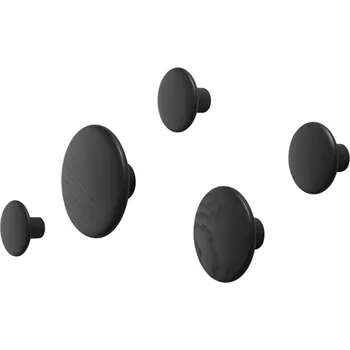 Věšák Věšák The Dots Wood set 5 ks - 3x Small + 1x Medium + 1x Large černý