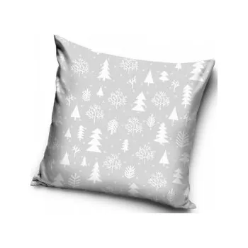 Povlak na dekorativní polštářek Tiptrade - Vánoční povlak na polštář - Vánoční bílé stromy / 40 x 40 cm