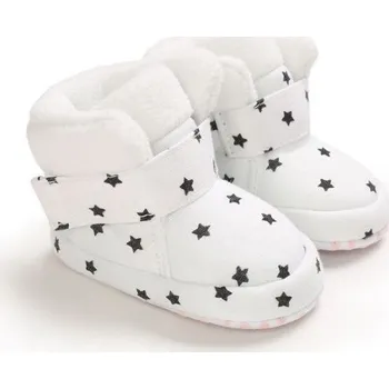 Dětská sálová obuv Teploučké zimní cápáčky Barevná varianta: bílé s hvězdami, Velikost: 7-12 m