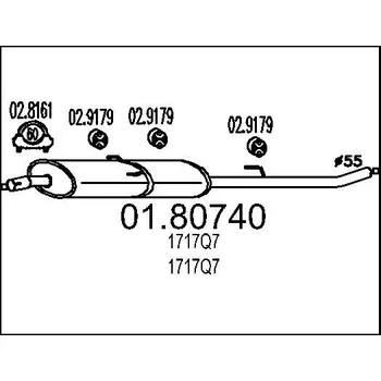 Tlumič výfuku Střední tlumič výfuku MTS 01.80740