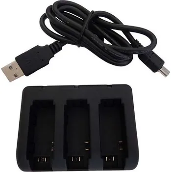 Příslušenství pro videokameru TopTechnology Nabíječka baterie AHDBT-401 GoPro HD Hero 4 TRIAL, tří slotová USB nabíječka pro sportovní kamery GoPro