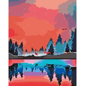 Malování podle čísel - Zimní krajina 2 Velikost: 40x50cm, Rámování: Pouze srolované plátno