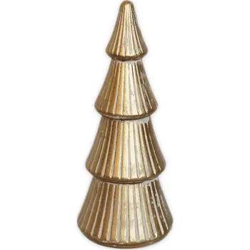 Vánoční dekorace Stromek dřevo 24cm zlatá (550047)