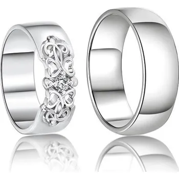 Prsten ŠPERKY-NM, Stříbrné snubní prsteny Mark a Bridgite Rytina: Bez rytiny